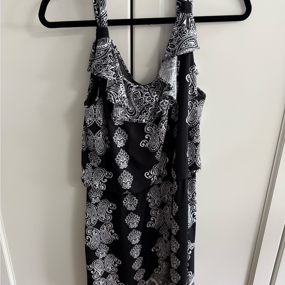 White House Black Market Black and White Sleeveless Mini Sundress